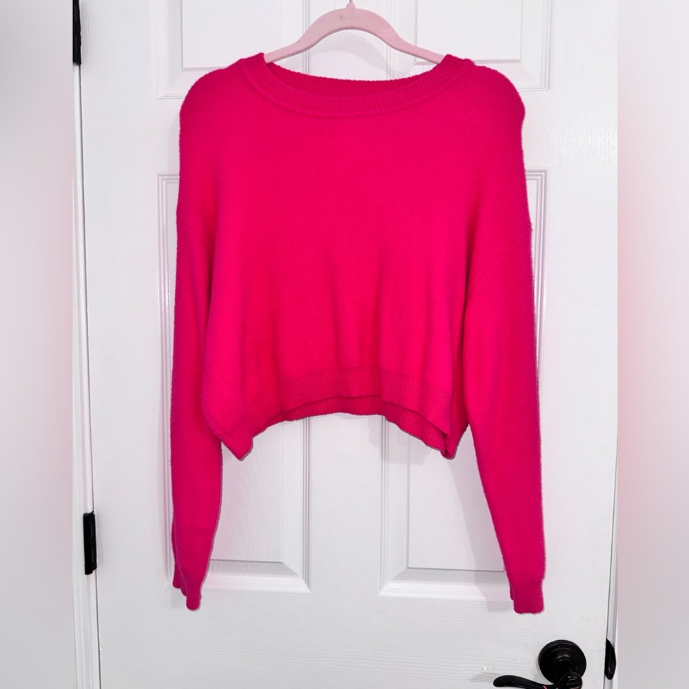 Zara Pink Crew Neck Sweater Lightweight Oversized